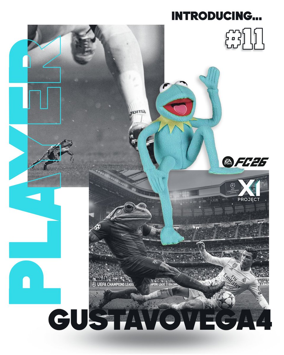 X1Projectx's tweet image. ¿Quién dijo que los centrales solo defienden? 🐸✨

¡Presentamos a @gustavovega04! Nuestro central #11 llega desde Canarias. Un muro en defensa con una visión de juego de otro planeta. Amante de los pases largos y de la Rana Gustavo. ¡Calidad y risas aseguradas! 😂🔥