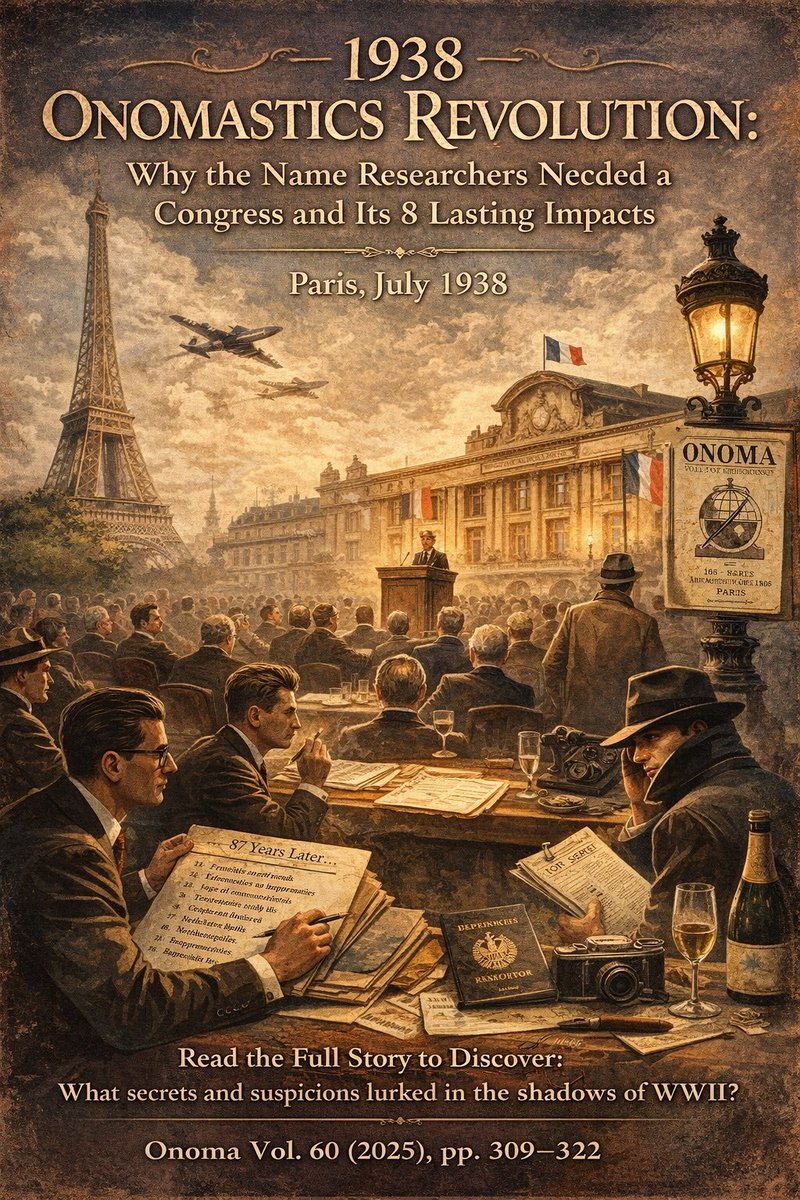 e-Onomastics: The Untold Story of the 1938 #Onomastics #Congress e-onomastics.blogspot.com/2025/12/the-un… article in #Onoma Vol. 60 reveals the answers to the intriguing questions and explores how a congress held in the shadow of World War II created lasting impacts that resonate 87 years later.