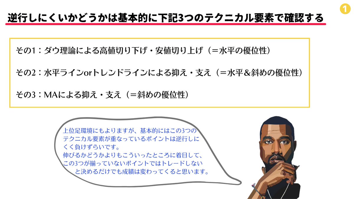 million_trader8's tweet photo. 相場は「支えられる」からこそ伸びるのであり、それ以上「下げない」からこそ買われる。つまり、探すのはエントリータイミングではなくこれ以上下げない（＝逆行しない）ポイント。これ以上下げないポイントを見つけることができればあとはテキトーに買いポジを仕込むだけで勝手にレートは上昇する😌 https://t.co/rtfyhjep3l
