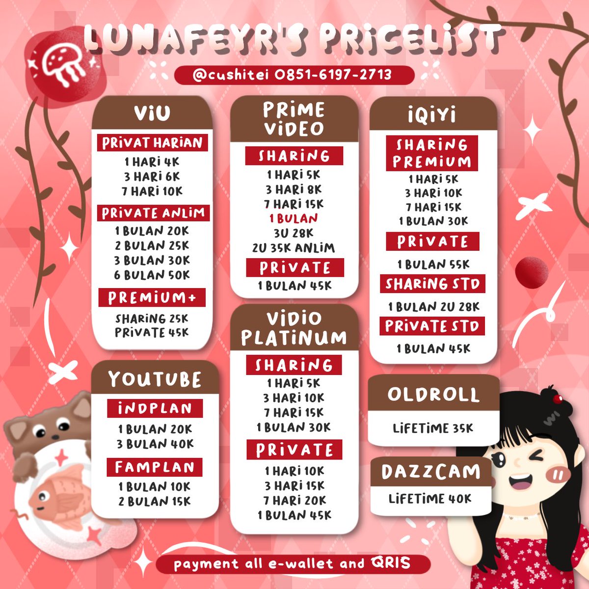 luneveir's tweet photo. 🙋‍♀️haii! ayo mutualan, aku sekalian jualan ya, yang mau wtb netflix, apps premium dll langsung login full garansi 30hari boleh ya🫶🏻

🚗 strong akun, jarang limit. 
🚗 otp hh cepet &amp; helpfull
🚗 bisa perpanjang ✅
🚗 payment bisa qris no fee✅
☎️ order  : https://t.co/qwBG0LOivh https://t.co/W3GIrsw50n
