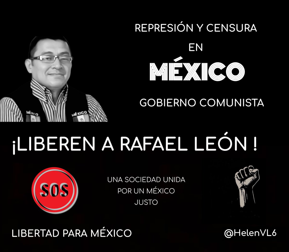 ¡La Represión y Censura en México es Dictadura!
¡Liberen al Periodista Rafael León! 
Por un México Justo <a href="/Claudiashein/">Claudia Sheinbaum Pardo</a> 
#RafaelLeonLibre 
#NoAlComunismo 

<a href="/ONU_es/">Naciones Unidas</a> <a href="/UNHumanRights/">UN Human Rights</a> <a href="/CorteIDH/">Corte Interamericana de Derechos Humanos</a> <a href="/hrw_espanol/">Human Rights Watch</a> <a href="/AmnistiaOnline/">Amnistía Internacional Américas</a> <a href="/amnistiamexico/">Amnistía Int. México</a> <a href="/SecRubio/">Secretary Marco Rubio</a> <a href="/PressSec/">Karoline Leavitt</a> <a href="/StateDept/">Department of State</a> <a href="/WhiteHouse/">The White House</a>
