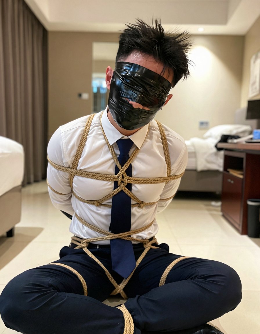 TeddyBoundSG's tweet photo. This intern wants to try out bondage. Does he look nicer in jacket, or without? https://t.co/GgboDmcyiG