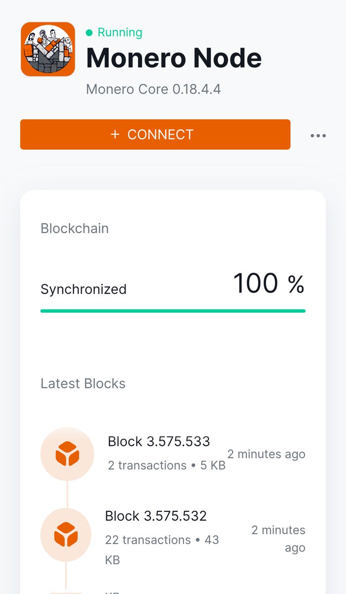 cryptonildz's tweet photo. @seemoosholz @umbrel My hardware's strong enough, so I just added a Monero node to my Umbrel—running perfectly alongside my 100% synced Bitcoin node. 🟢🐙
Bitcoin = digital gold
Monero = digital cash

Took 2 mins on @umbrel to Install.
Do it. Privacy isn't optional✅✅ https://t.co/yz1D77sWhv