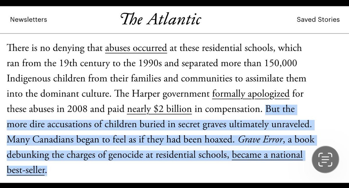 jonkay's tweet image. Words you can write in a prestigious fact-checked US magazine, but which @globeandmail &amp;amp; @TorontoStar would never dare print

“But the more dire accusations of children buried in secret graves ultimately unraveled. Many Canadians began to feel as if they had been hoaxed. Grave…