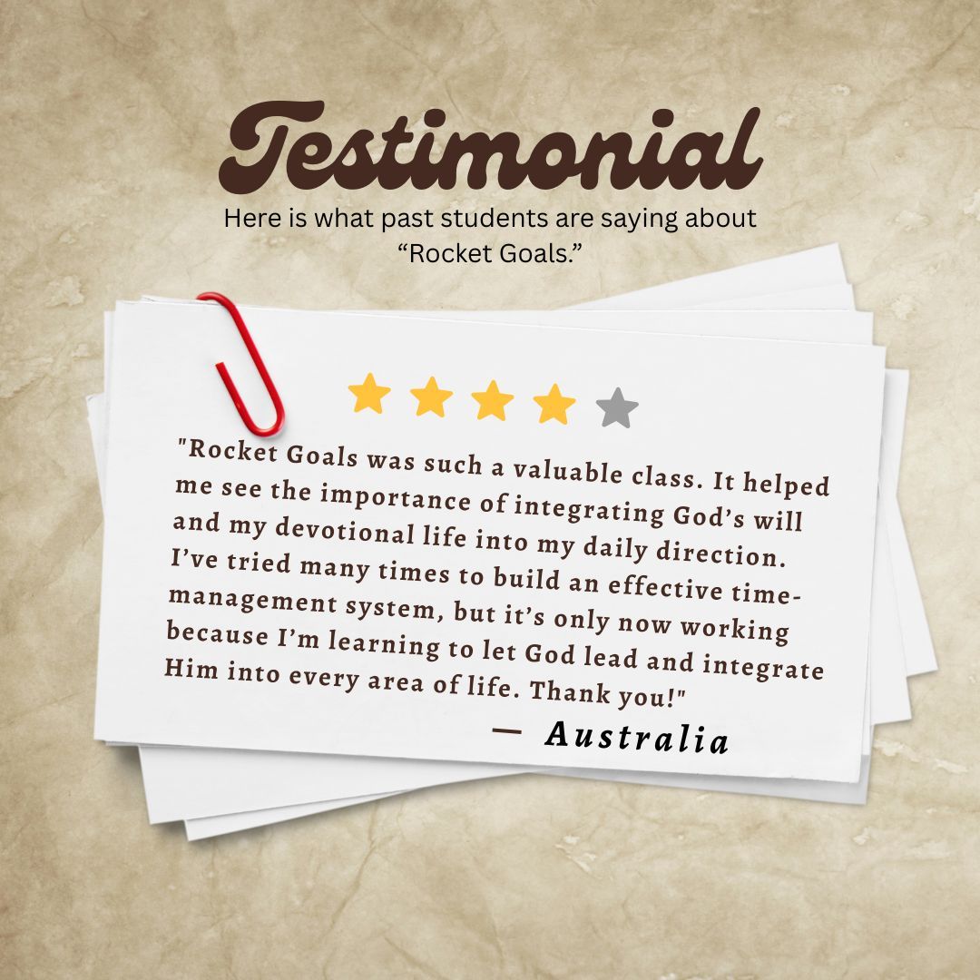 FASTMissions's tweet image. This course gives you a step-by-step plan for organizing every aspect of your life around purpose.

Ready to blast off to new heights in your spiritual life? Join us for 'Rocket Goals' here: fast.st/rocket

#FASTMissions #RocketGoals #FocusFotTomorrow #Testimonies