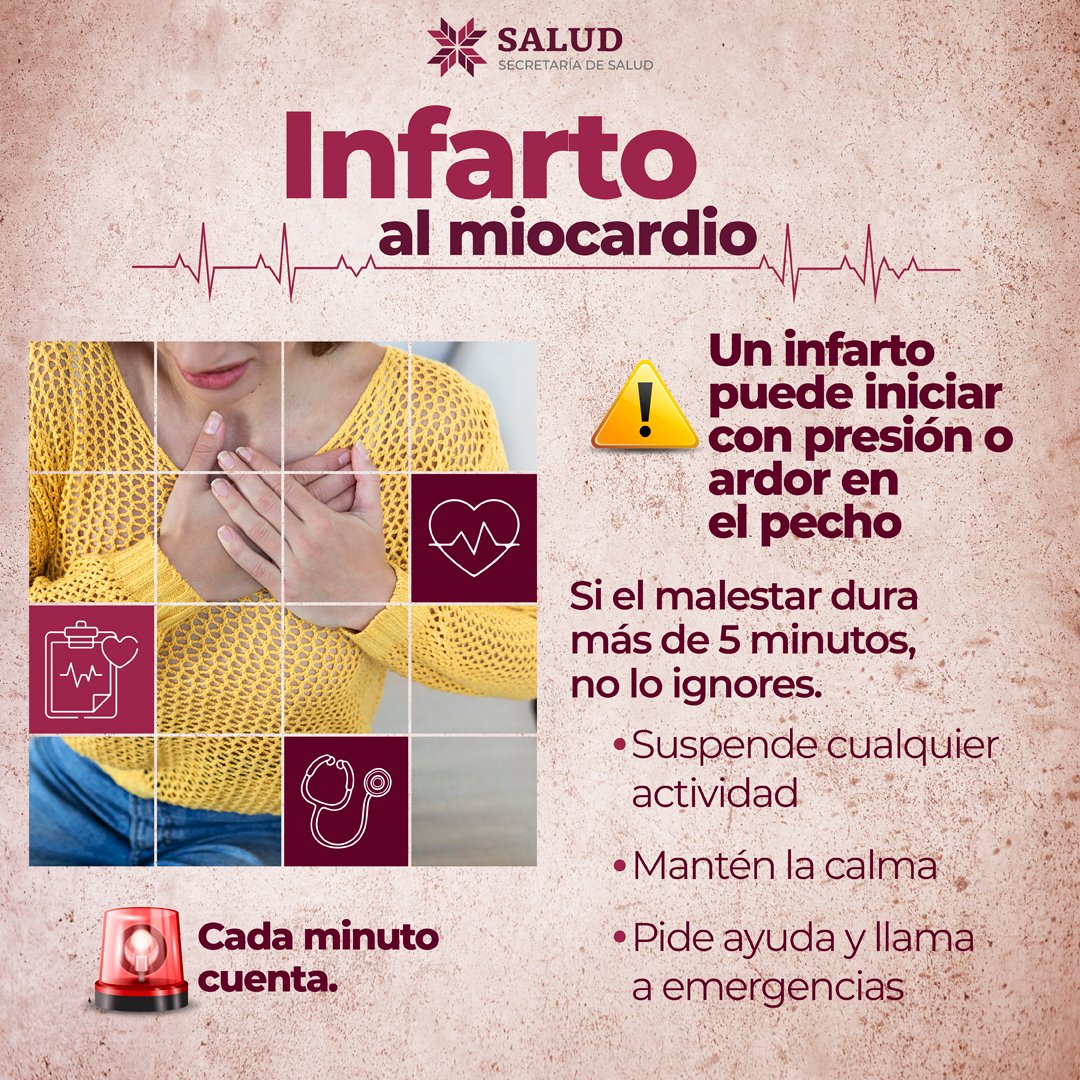 Un #infarto casi nunca empieza “de golpe”; a veces solo es una presión  rara que no se quita. ⚠️ Si algo te alarma y no pasa en minutos, actúa  rápido. 🚑 La atención inmediata salva vidas. ✅

#PrimeroTuSalud