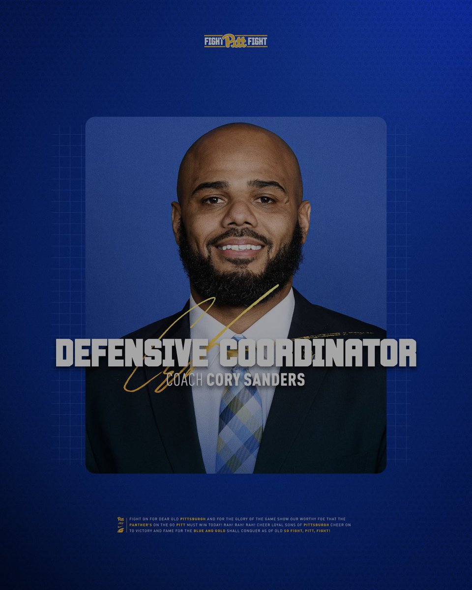 Pitt_FB's tweet image. Cory Sanders, Defensive Coordinator 🫡
