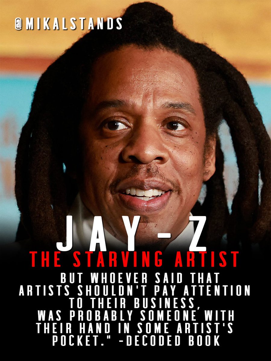 Mikalstands's tweet photo. Swipe 👉🏽
There’s this sick fascination with the dead artist, the broke artist; to be real to be authentic, you have to hate having money - #JayZ Decoded! 

What’s wrong with becoming rich as an artist? Comment 👇🏽👇🏽👇🏽🗣️💯🤨 https://t.co/ltLRWnPLjW