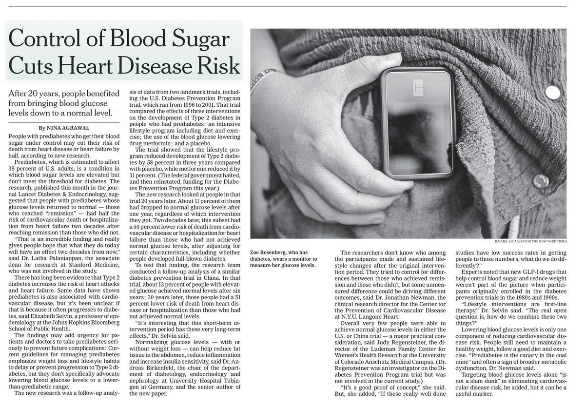 An important paper about prediabetes, a condition affecting 98 million Americans, coverage <a href="/nytimes/">The New York Times</a> nytimes.com/2025/12/15/wel…  by <a href="/ninaagrawalmd/">Dr. Nina</a>