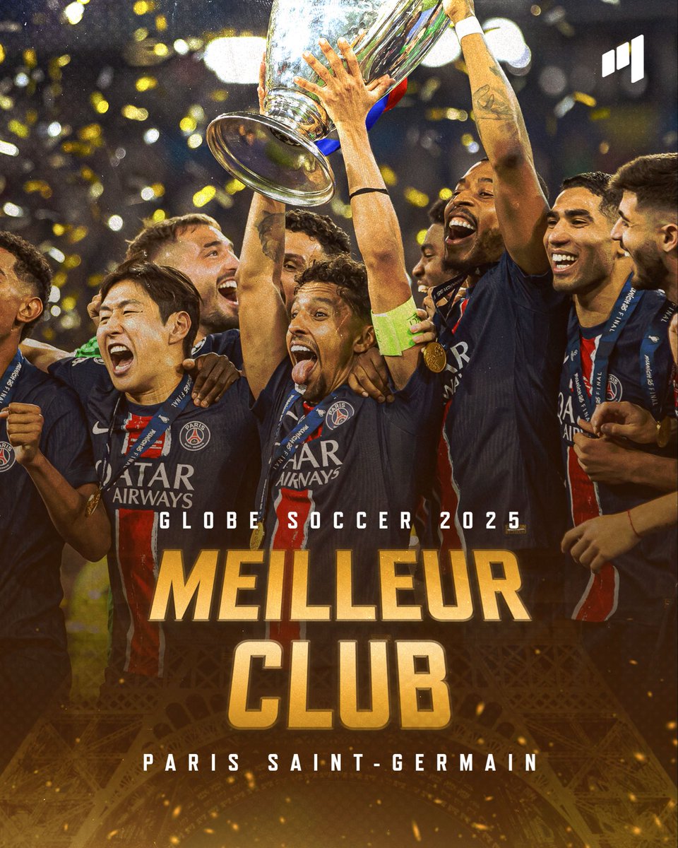 MediaParisien's tweet image. 🚨🚨🚨 Le PSG est ÉLU meilleure équipe Globe Soccer 2025 !
