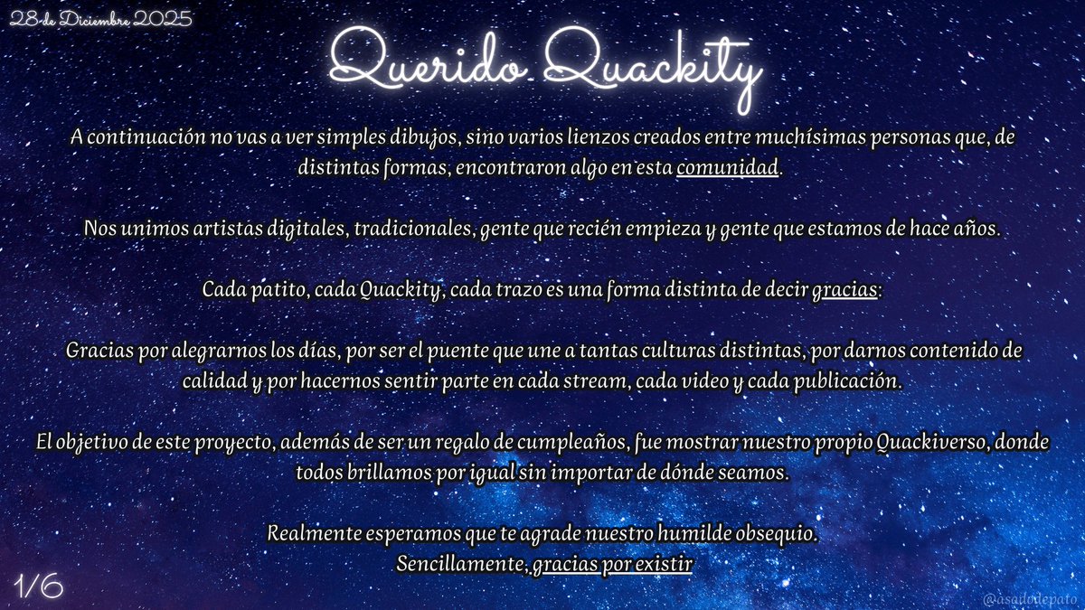 ¡FELIZ CUMPLEAÑOS! <a href="/ElAlexQuackity/">ElQuackity</a>  <a href="/Quackity/">Quackity</a> 
Un pequeño regalo colectivo por este día especial🤍Hecho con muchísimo cariño por parte del fandom 🧵[1/6] #quackitybirthday
