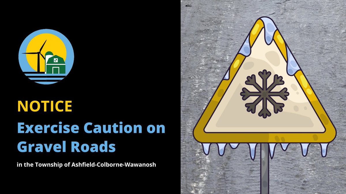 ⚠️ Exercise Caution on Gravel Roads ⚠️

Due to rain and freezing rain, gravel roads are ice covered. Township staff are working on the situation. If you do not need to travel, please stay at home and stay safe.
