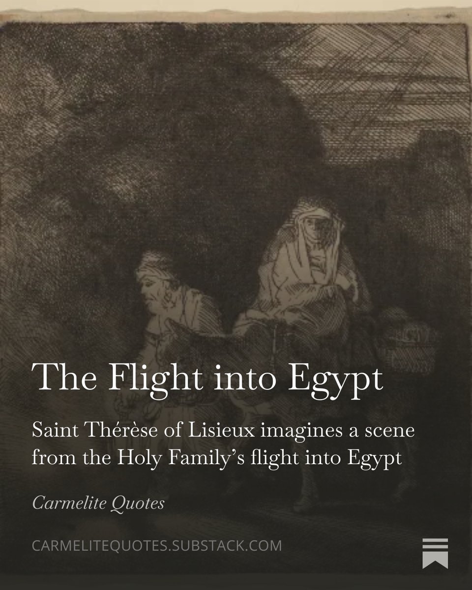 carmelitequotes's tweet photo. 🐪 Saint Thérèse of Lisieux imagines a scene from the Holy Family’s flight into Egypt, centered on the healing of Dismas, whom tradition remembers as the “good thief” crucified with Christ on Calvary.

🔗 https://t.co/enEMmJTtaR

#FlightIntoEgypt #HolyFamily https://t.co/h6IxLNYju5