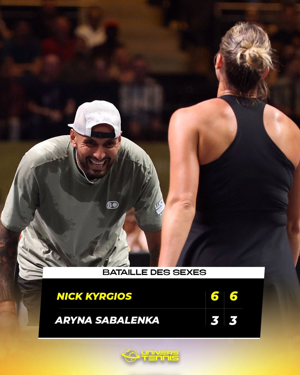 UniversTennis's tweet image. Nick Kyrgios remporte la "BATAILLE DES SEXES" 💥

Absent du circuit depuis mars, l'Australien s'impose en deux sets face à la n°1 mondiale Aryna Sabalenka lors de cette exhibition à Dubai. 🇦🇺