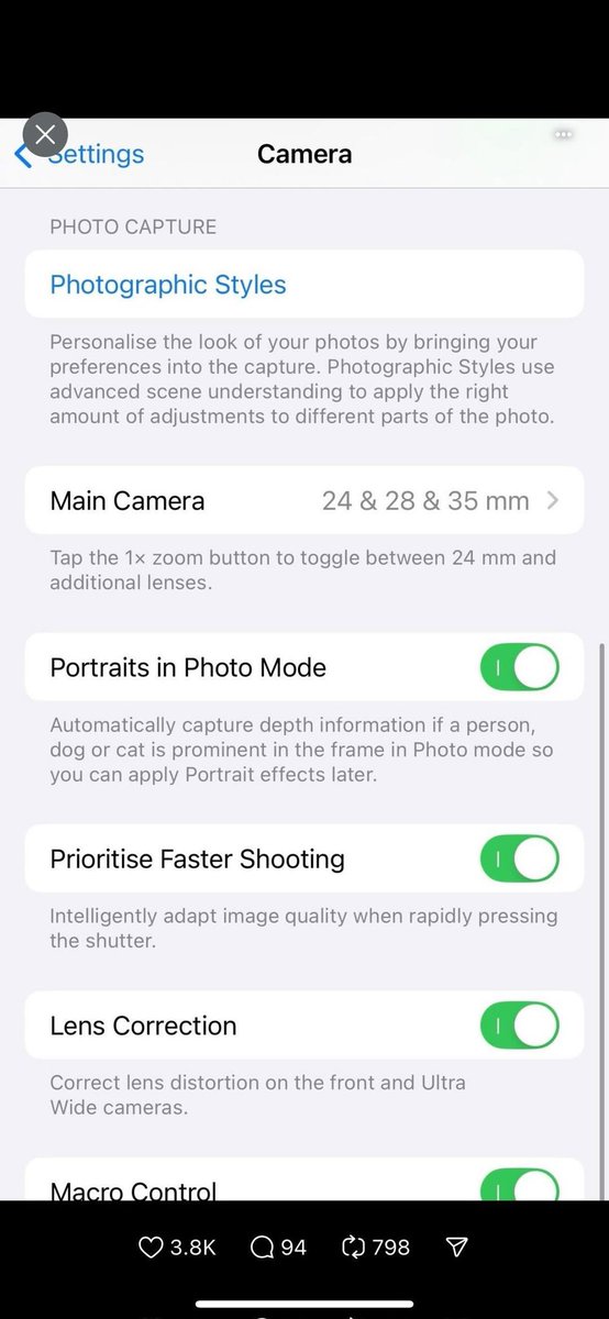 Timmysofine's tweet image. Save these iPhone camera settings for high-quality content!