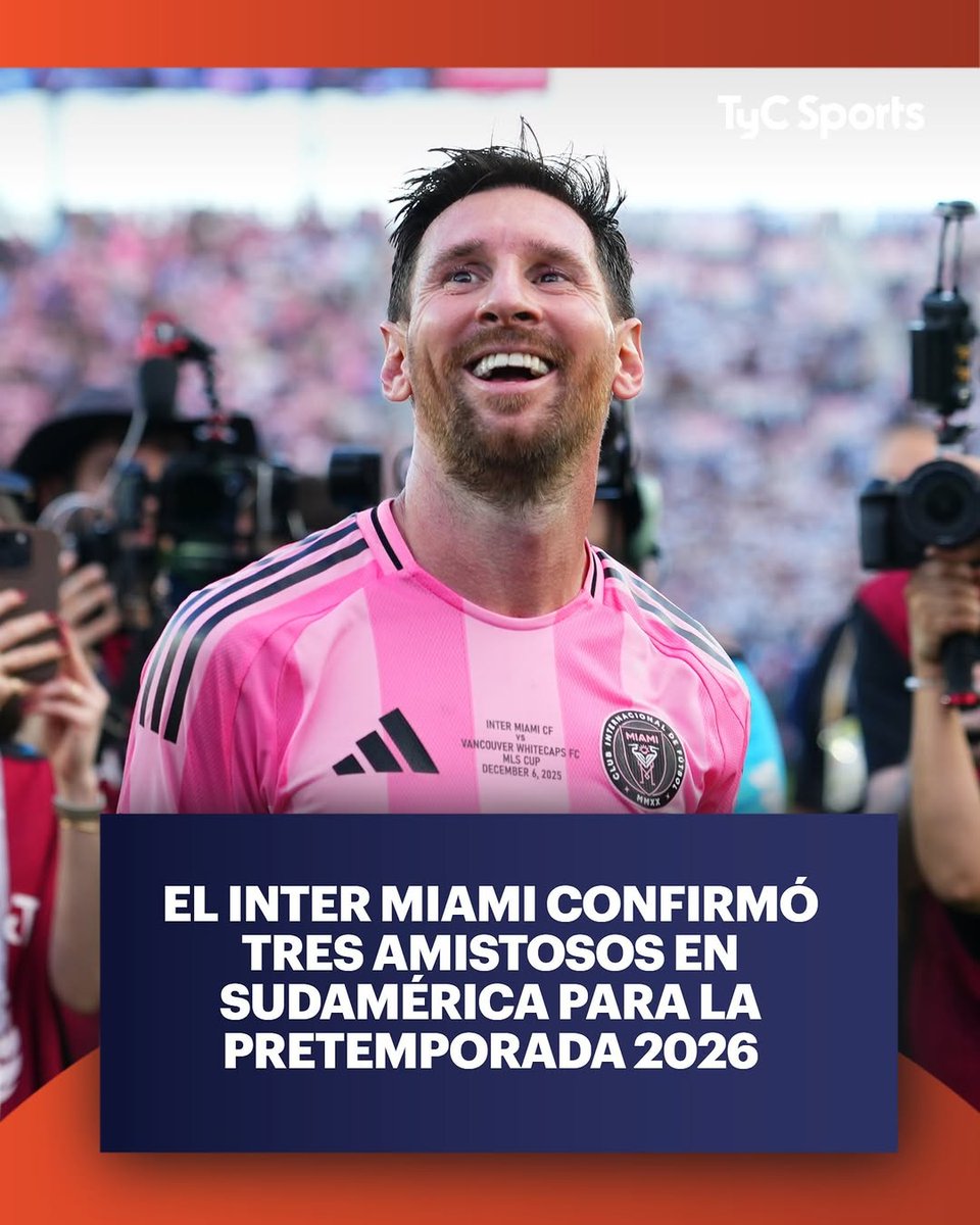 🦩🔜 El Inter Miami de Lionel Messi pone primera de cara a la temporada 2026. El club estadounidense anunció oficialmente los primeros tres partidos de su pretemporada, que tendrán como escenario Sudamérica y marcarán el inicio de una gira internacional cargada de atractivo y