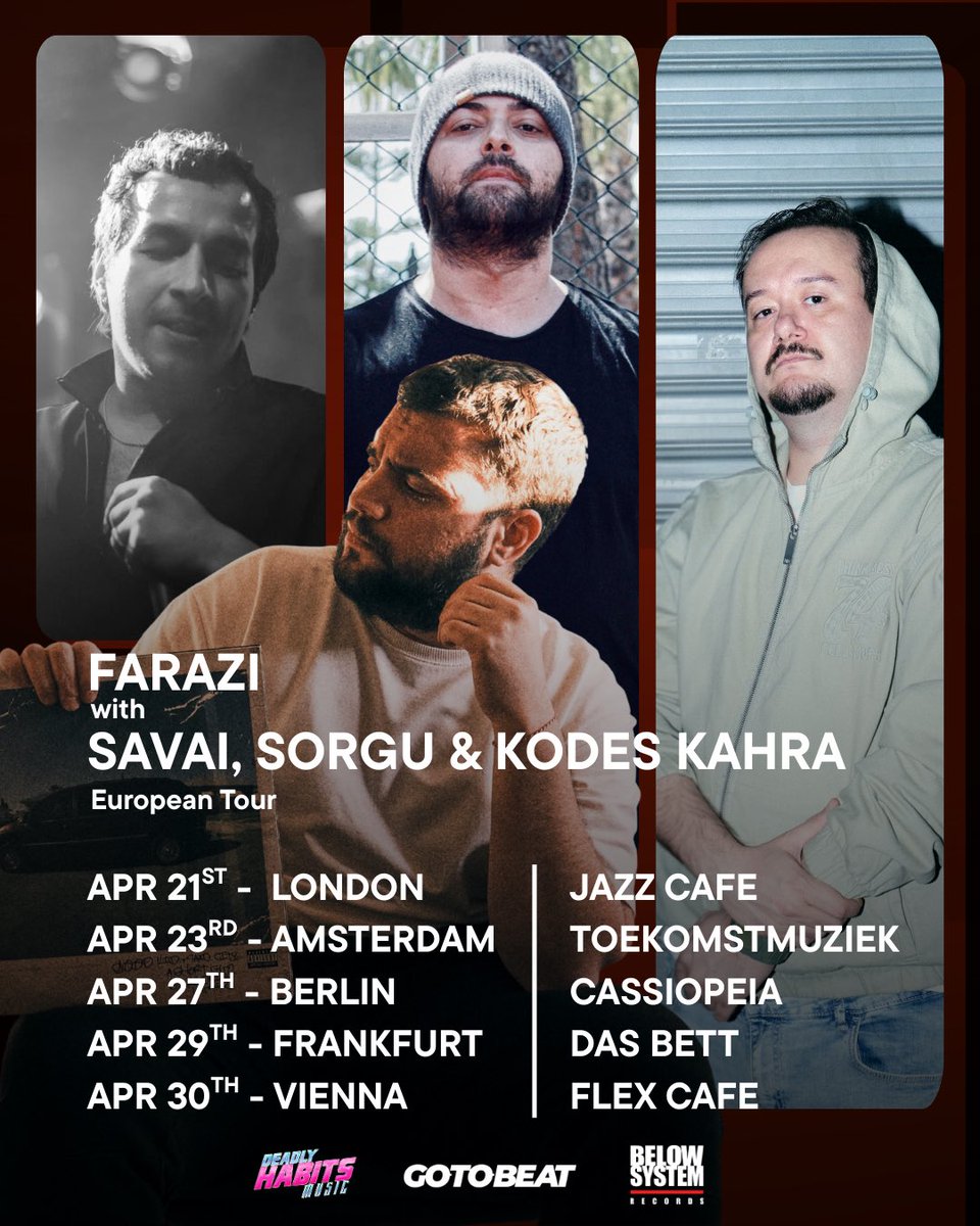 BelowSystem's tweet image. European tour with @benyokumfarzet @savaibronz @freshsorgu @kodeskahra. Tickets available at ffm.live/fandf