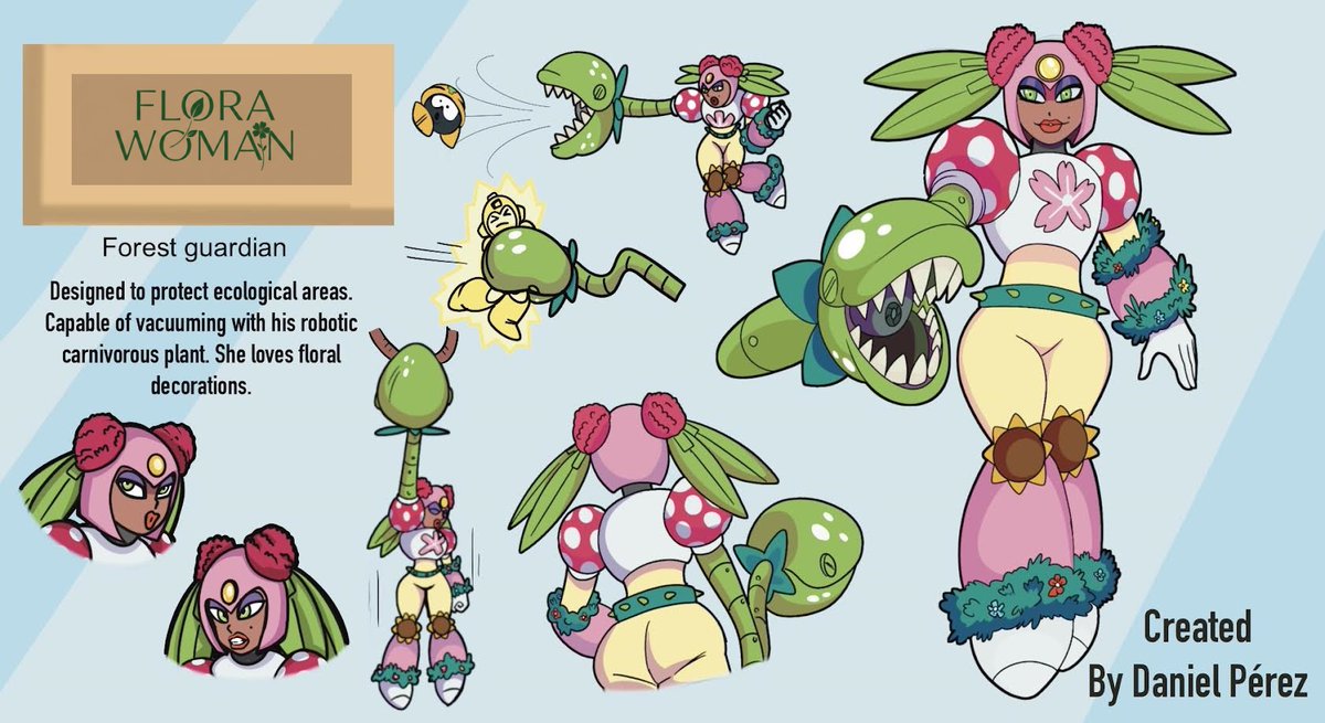 DanPerez1012's tweet photo. Robot Master Design #MegaManDO #DesignARobotMaster   FLORA WOMAN DWN ??? A great seductress who can outwit her enemies. A lover of nature. https://t.co/tpaWQfFqGx