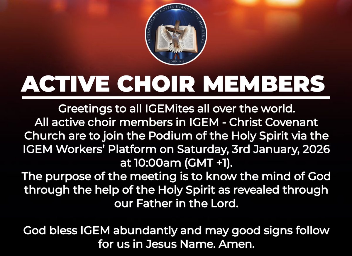 Attention to all active choir members, kindly note. #igemccc #annnouncement #choirmembers