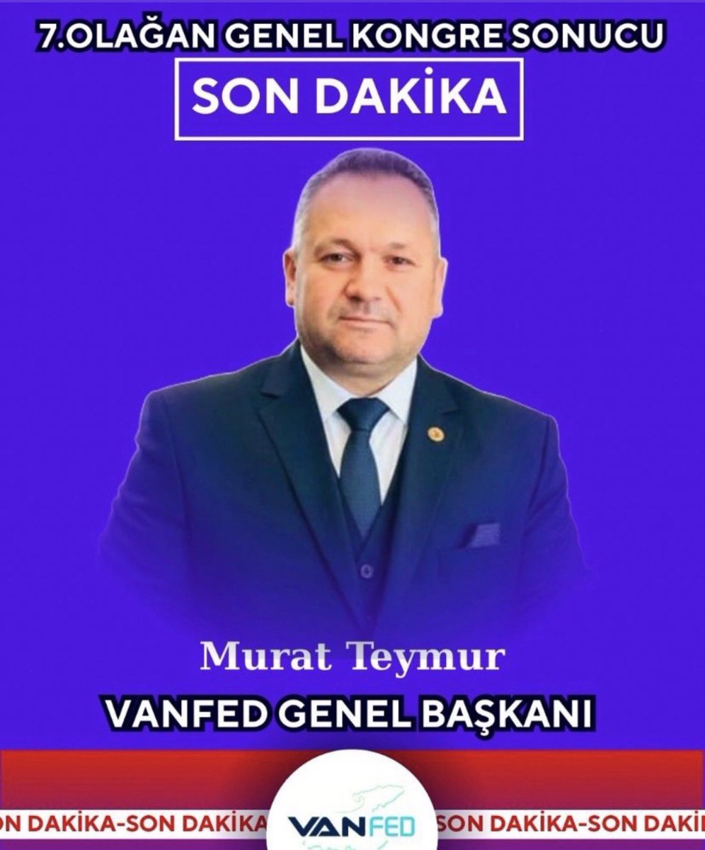 VANFED Genel Kurulu’nda başkanlık görevine seçilen Sayın Murat Teymur’u tebrik ediyorum.

Yeni dönemin VANFED camiası ve tüm paydaşlar için hayırlı olmasını temenni ediyorum.