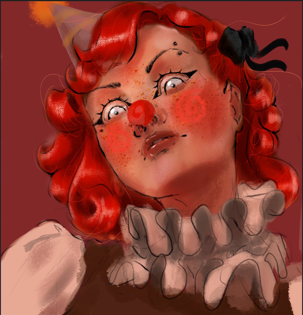 AmineBatool's tweet image. i guess this is how the end of 2025 feels like 

#clown #clowngirl
#digitalart
#art
