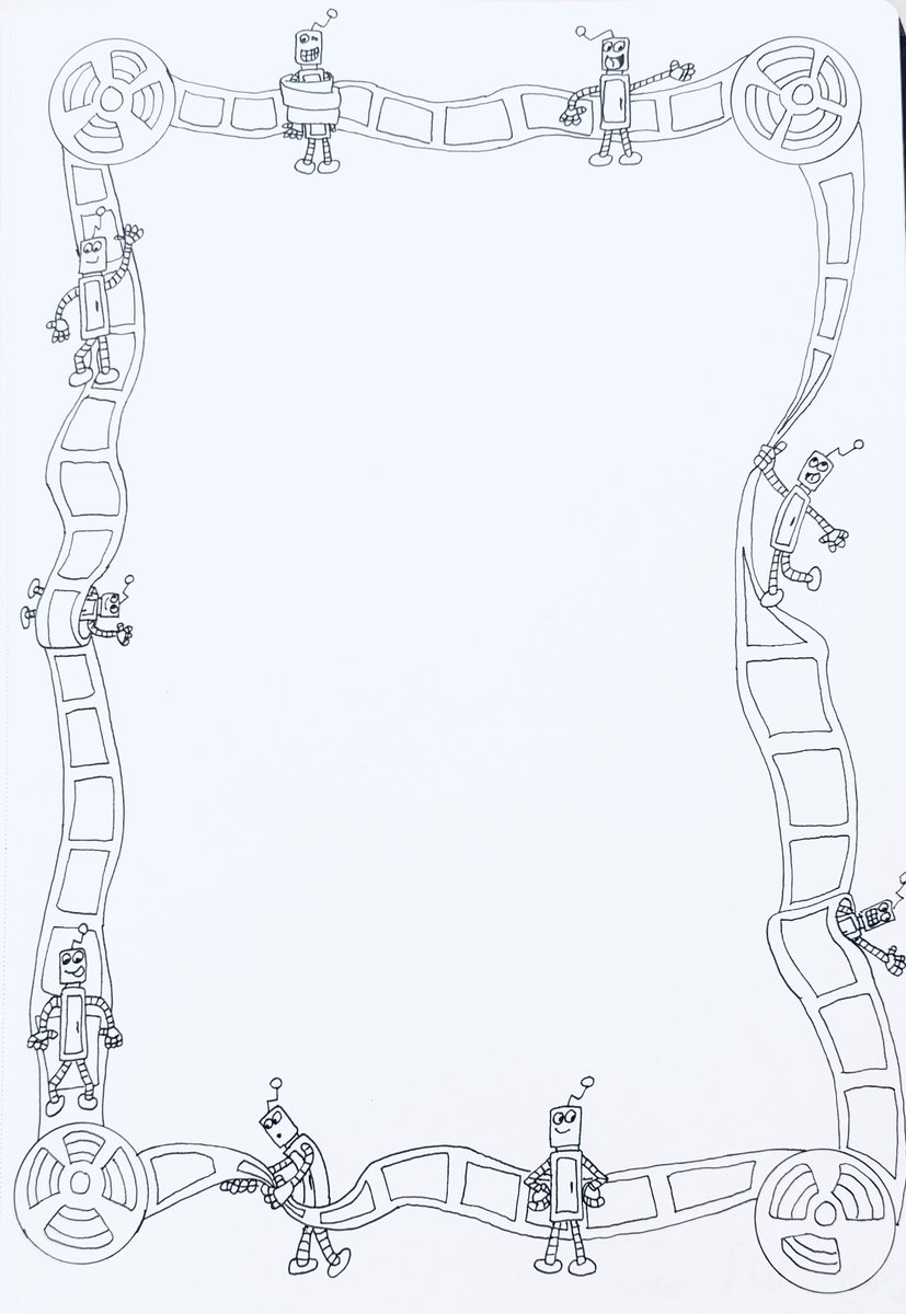 RandallAndrews1's tweet image. Here is the back cover for my new coloring book. Gonna do some procreate to make it pop. #backcover #robotreels #movieposters #coloringbook #robots #frumpysketch @SDDArtCommunity