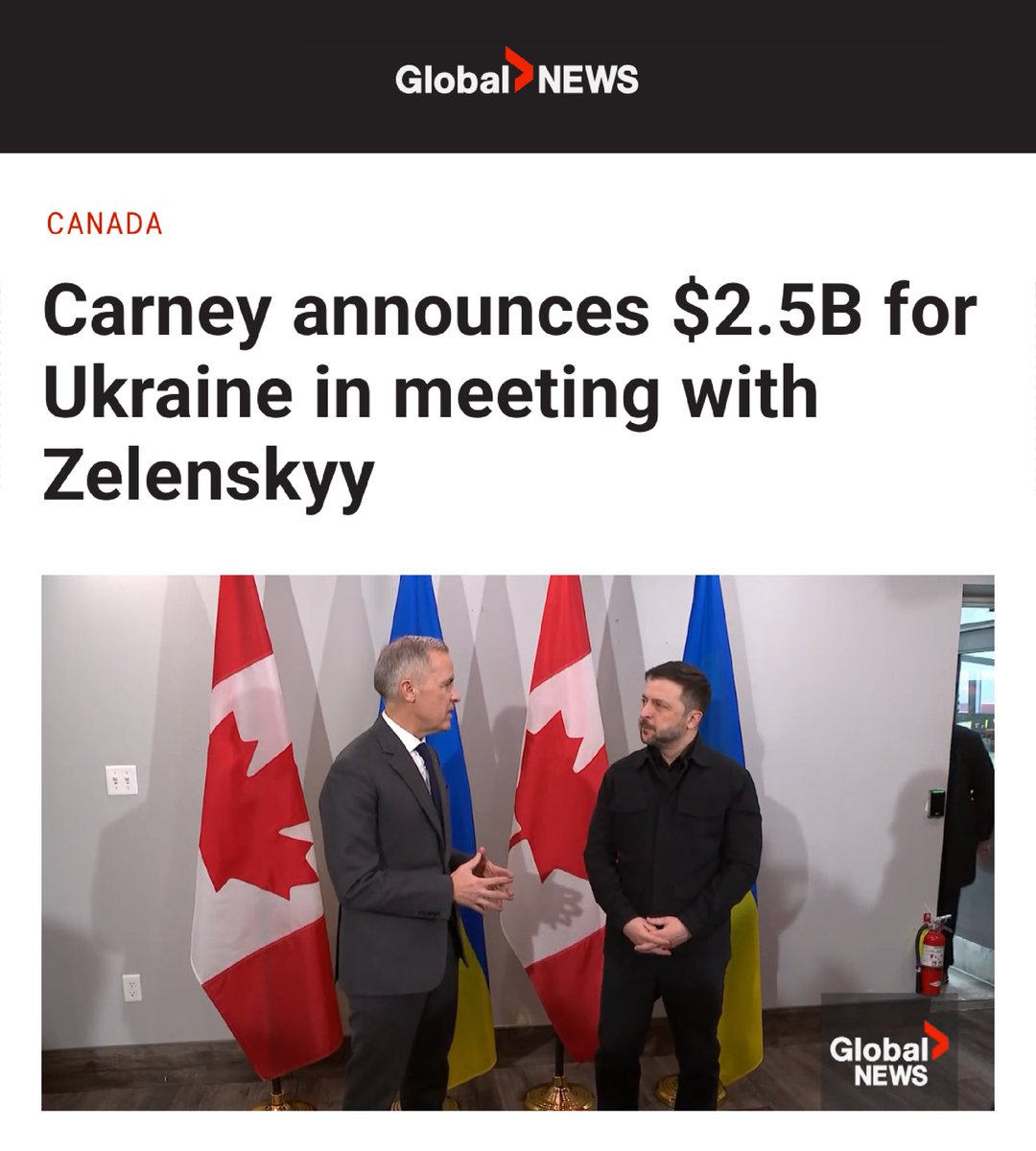 MarkJCarney's tweet image. Canada stands with Ukraine. Our new loan guarantees and financing will support a just and lasting peace — and help the Ukrainian people rebuild and recover.