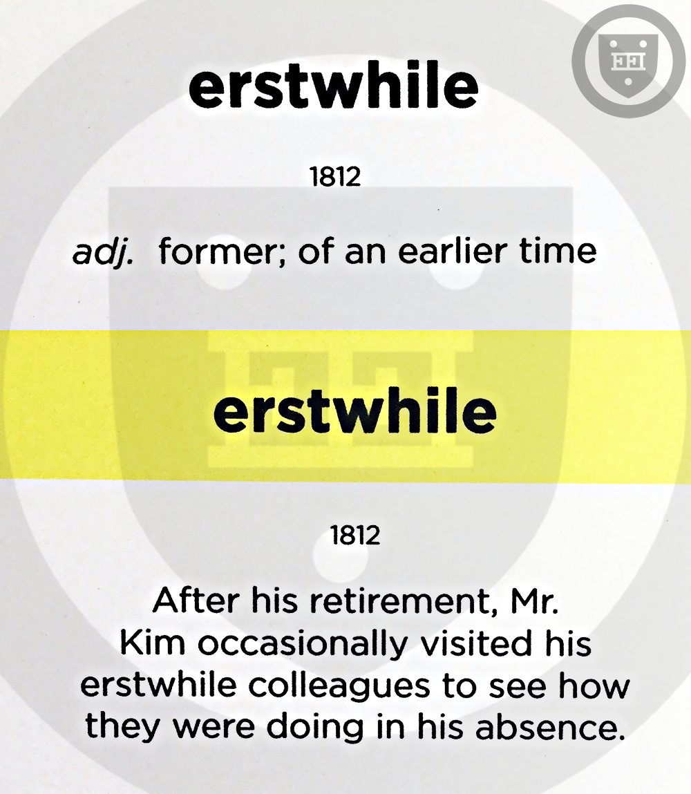 Erstwhile

(adj.) former; of an earlier time

#vocabulary #WordoftheDay