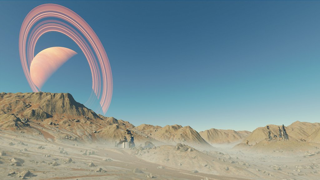 Nighttime stop over on a moon before a daytime trip to worship at the local temple.