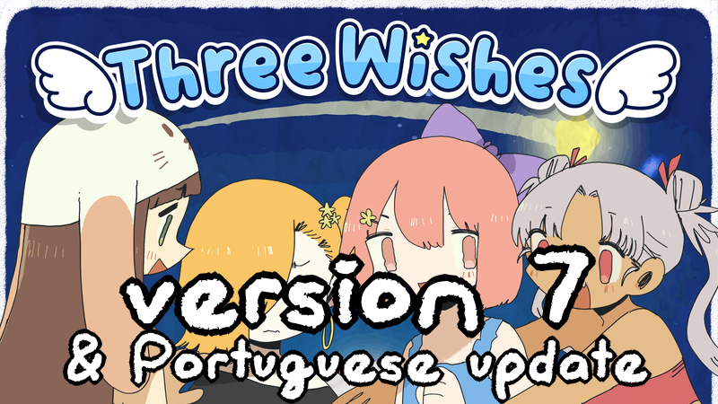 Kyuppin's tweet image. Three Wishes v7 is out now! Thanks to @Gamorouu the game now has a Portuguese localization!! Thanks for all your hard work Gamorou. There are also some other bug fixes and such!

Steam: store.steampowered.com/news/app/26927…

Itchio: kyuppin.itch.io/three-wishes/d…