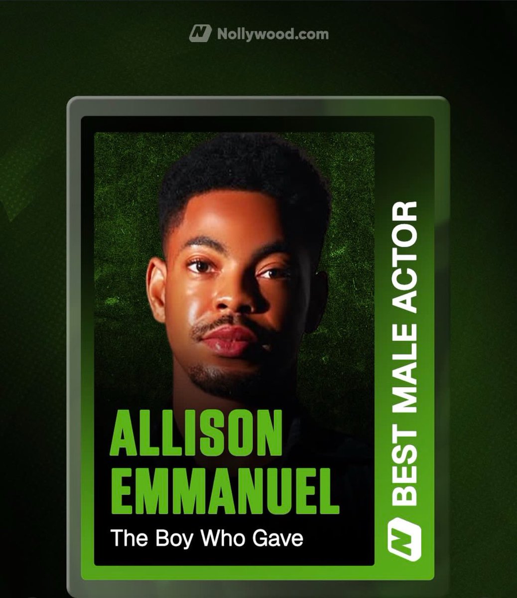 I close the year being listed as one of the 7 Best Actors of 2025 for my performance as Broda in The Boy Who Gave. 
I am deeply honored. 💐

The true honors go to God; for talent and grace, and my Acting Coach <a href="/NseIkpeEtim/">Nse Ikpe-Etim</a>; for her guidance. 🙏❤️

#AllisonTheLight
#TheBoyWhoGave