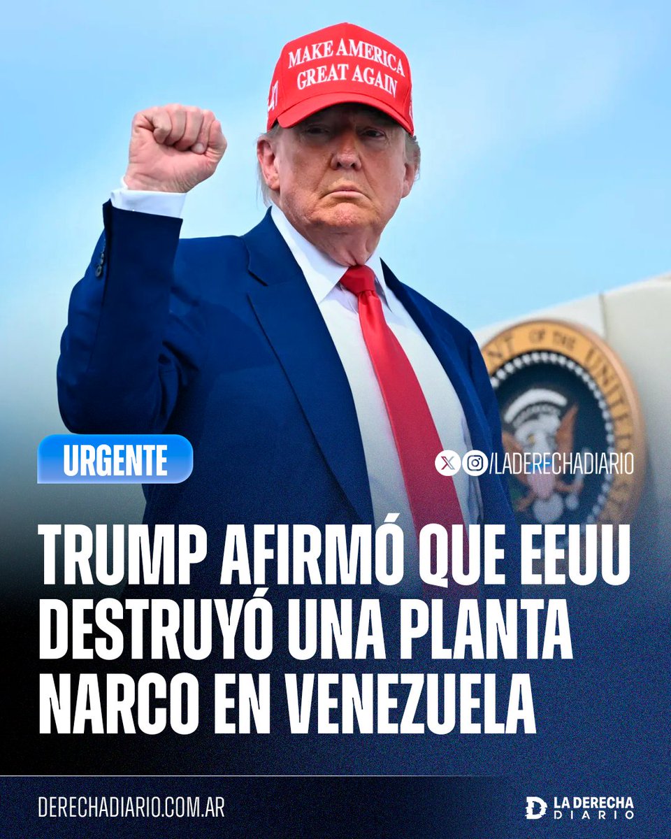 laderechadiario's tweet image. 🚨🇺🇲🇻🇪 | #URGENTE Trump afirmó que Estados Unidos destruyó una planta de narcotráfico en Venezuela en la víspera de la Navidad: “Tienen una gran planta. Un edificio de donde salen los barcos. Hace dos noches les dimos duros”.