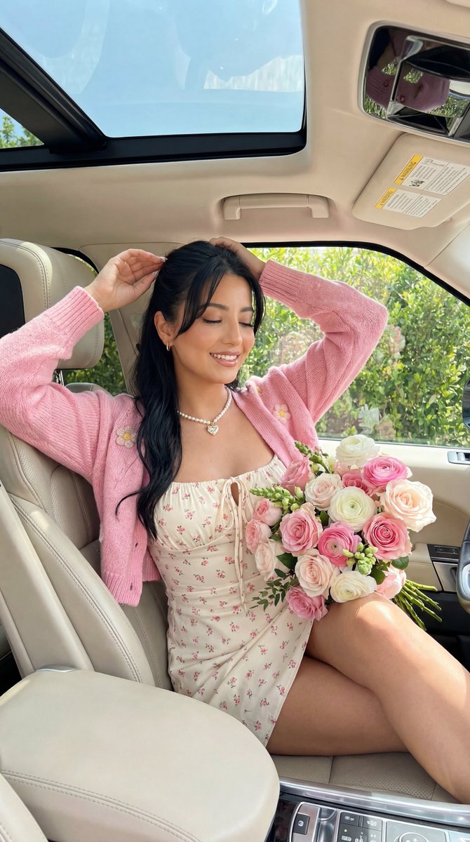 Blooming Elegance in a Luxury Ride