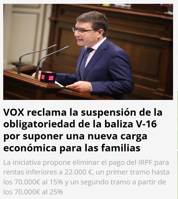 Partido Popular en la Comisión de Seguridad Vial de Junio de 2025:

"Valoramos positivamente que la DGT haya optado por la señal luminosa V16"

Partido Popular hace 2 días: 

El PP pide elecciones por la Baliza V-16.

VOX en la Comisión de Seguridad Vial de Junio de 2025:

"Hay