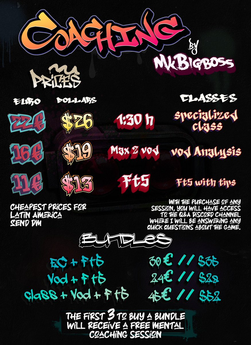 MKBigBoss_SSBU's tweet image. Hey everyone,
After a break, I'm back to the coaching grind! 

On the last months, I've been getting better at transmitting and understanding what people need to improve 🔥

Feel free to DM me any question related, posting full description of each lesson in the thread 📝