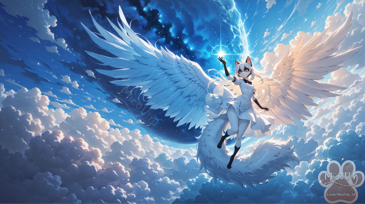 #SFWAngelicSunday 
#aiart #furry #OC Flake