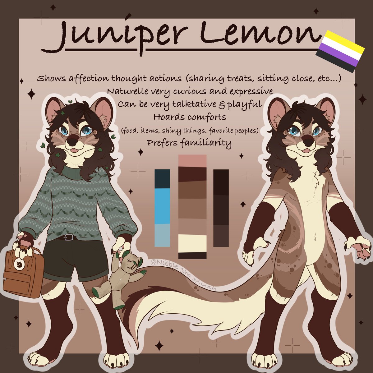🌳Pine Marten refsheet🌳

Hello everyone, here's a little refsheet i just finished !
It's my first time doing a pine marten, and it was a lot of fun ! The extra paw pad is so cute 🥺

If you are interested, my comissions are still open !

Comission for Ashlyn Klarer on Instagram