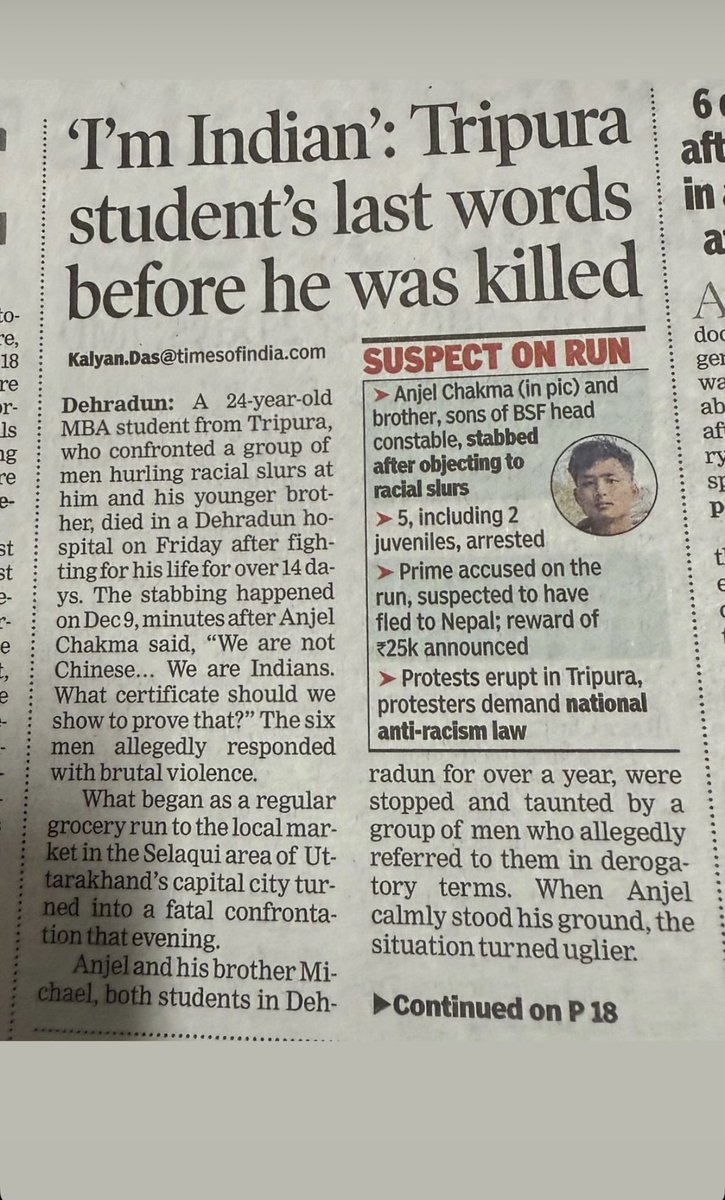 And here another “indian” killed because of racist “Indians” Do you get it how effed up it is?

Why is identity and culture so fragile?
<a href="/the_hindu/">The Hindu</a> <a href="/timesofindia/">The Times Of India</a> <a href="/IndianExpress/">The Indian Express</a> <a href="/TheEconomist/">The Economist</a> <a href="/ukcmo/">CM Office Uttarakhand</a> <a href="/INCUttarakhand/">Uttarakhand Congress</a> <a href="/BJP4UK/">BJP Uttarakhand</a> <a href="/ANINewsUP/">ANI UP/Uttarakhand</a> <a href="/UTDBofficial/">Uttarakhand Tourism</a> <a href="/PIBDehradun/">PIB in Uttarakhand</a> <a href="/Dehradun/">Dehradun</a> <a href="/PMOIndia/">PMO India</a>