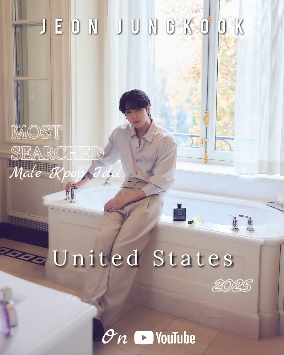 Jungkook is the most searched male K-pop idol in the US on YouTube in 2025 ✨