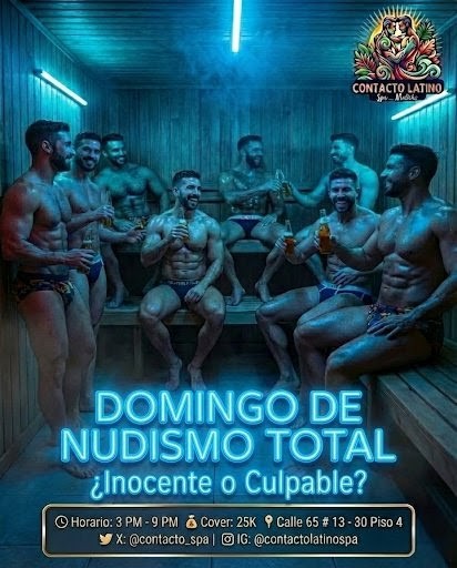 Contacto_Spa's tweet image. La única inocentada hoy sería que te quedaras en casa con este calor. 🥵 

Vente al sauna, quítate todo y decide: ¿eres santo o demonio? 😇😈

#ContactoLatino #Nudismo #Gaybogota #DomingoCaliente
