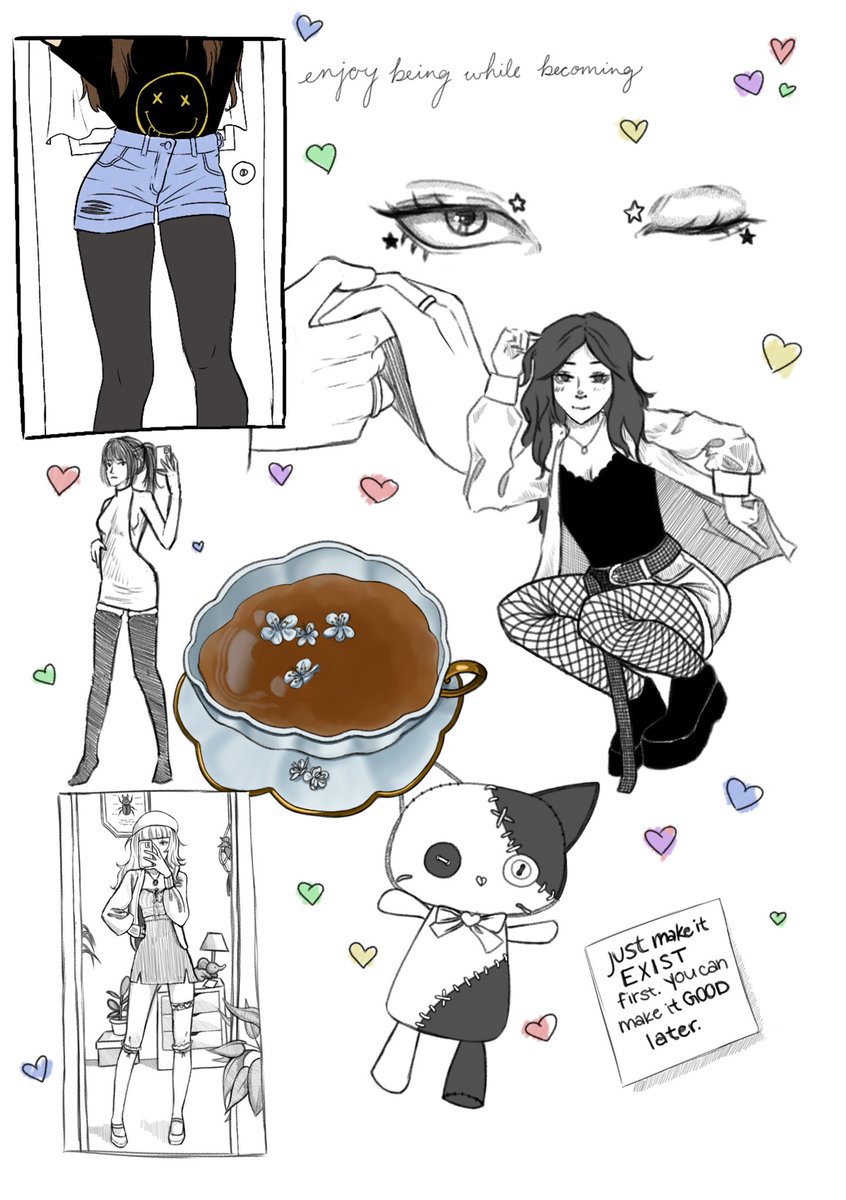 Sketching a page of things that pop up on my Pinterest fyp ❄️