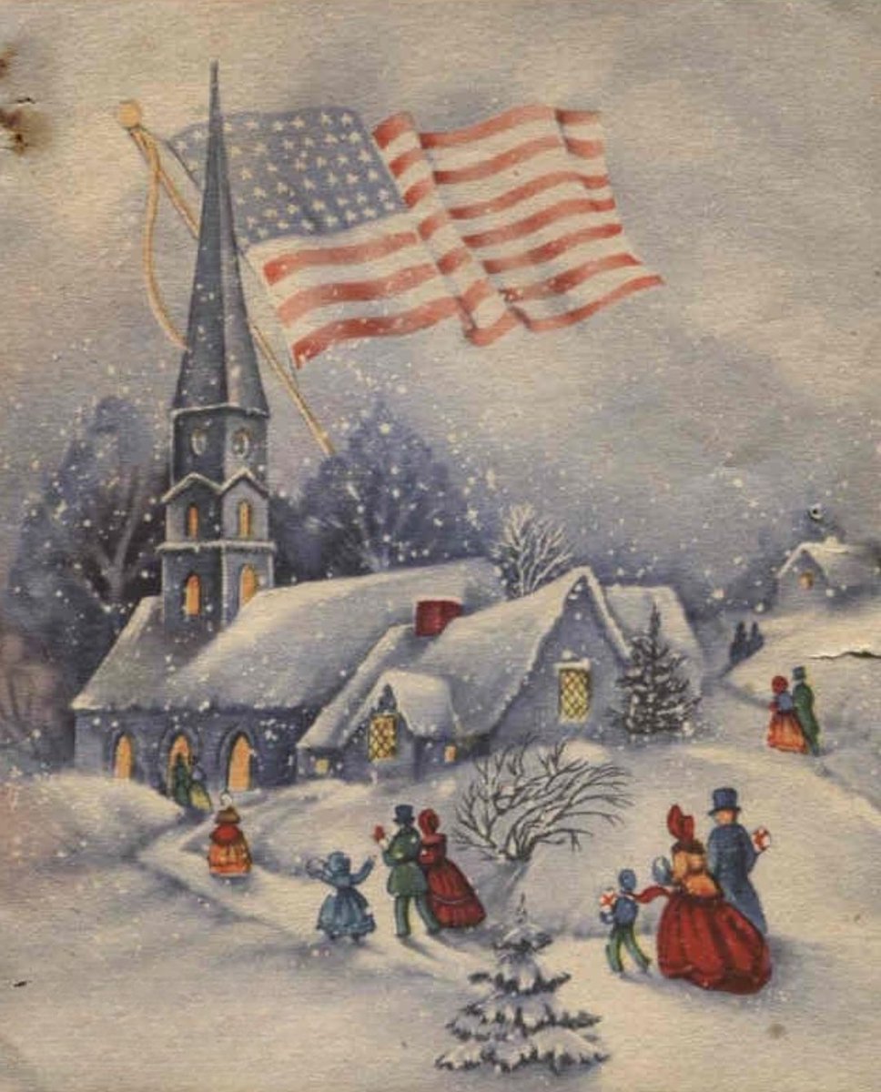 Faith. Family. Freedom. 

Happy Sunday, America. 

‘The Spirit of Christmas’ —From a World War II-era postcard