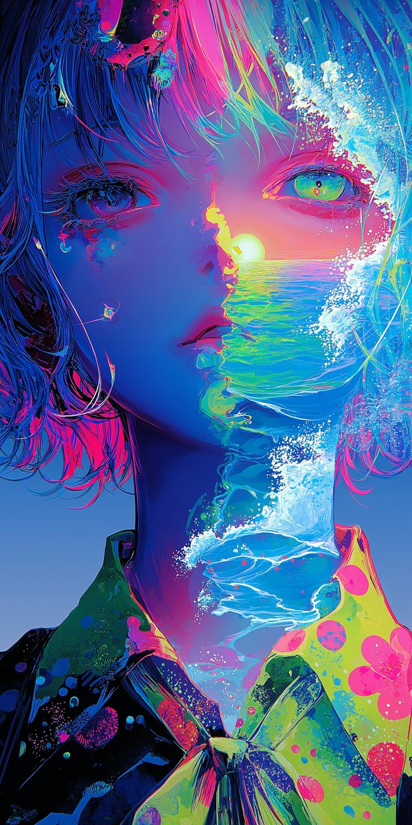 おはよーございます😁🪸 #GlitchFloralCubism #AIart #イラスト