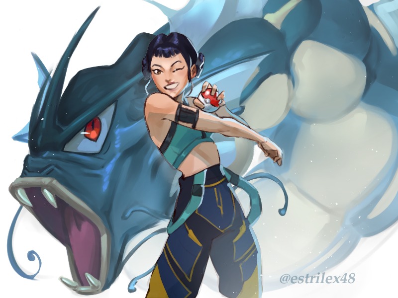 estrilex48's tweet image. (1/2) Im playing Pokemon and I thought Zoey would have a Gyarados mainly because she at first had a Magikarp because it looked silly and then would elvolve.
So now im drawing Huntr/x with the pokemons i think they would have! 
#KPOPDEMONHUNTERS #kpopdh #PokemonLegendsZA #pokemon