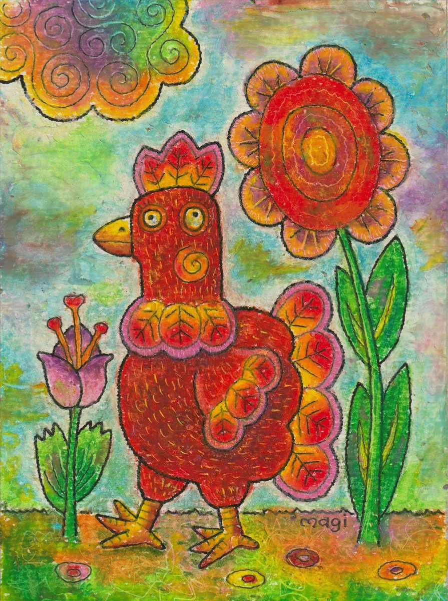 美術の時間に作りました work_鳥と花1216