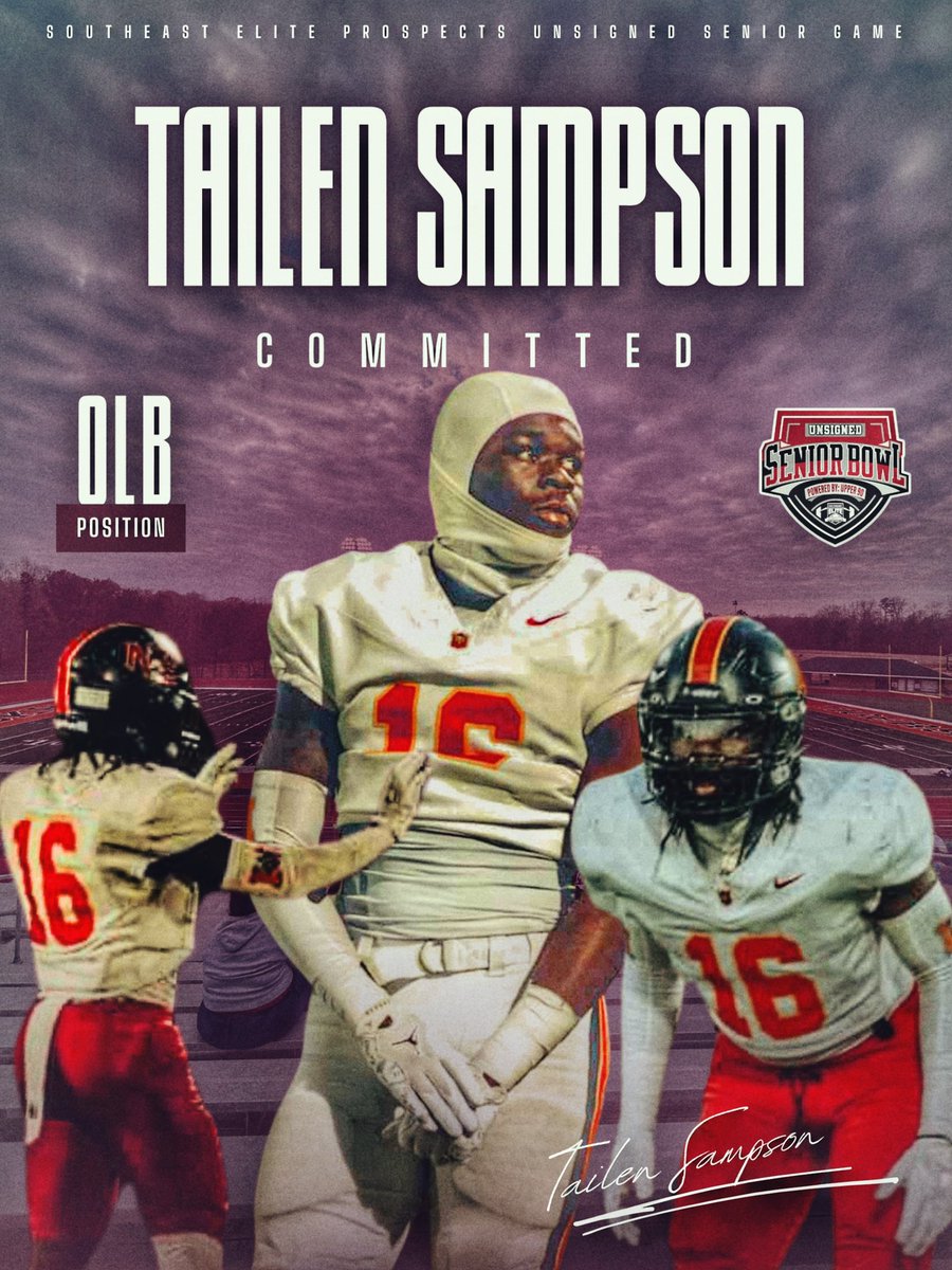 SoutheastElite_'s tweet photo. 🚨 Unsigned Senior Commitments Incoming! 🚨

Big additions to the Southeast Elite Unsigned Senior Bowl today:

• OLB – Tailen Sampson
• MLB – Messiah Pearson
• CB – Jaylin McCutchin
• WR – Jakhari Monroe

These guys are coming hungry and ready to ball out #SeniorShowcase https://t.co/D0pDaAORL7