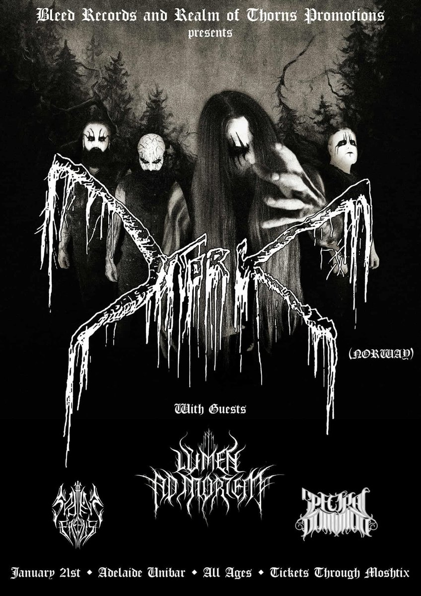 SpectralDomini1's tweet photo. Wednesday, January 21st 2026
We’ll be supporting Norways heavyweights MORK on the Adelaide leg of their Australian Tour 🤘🏼 https://t.co/Hlop8YxhMI