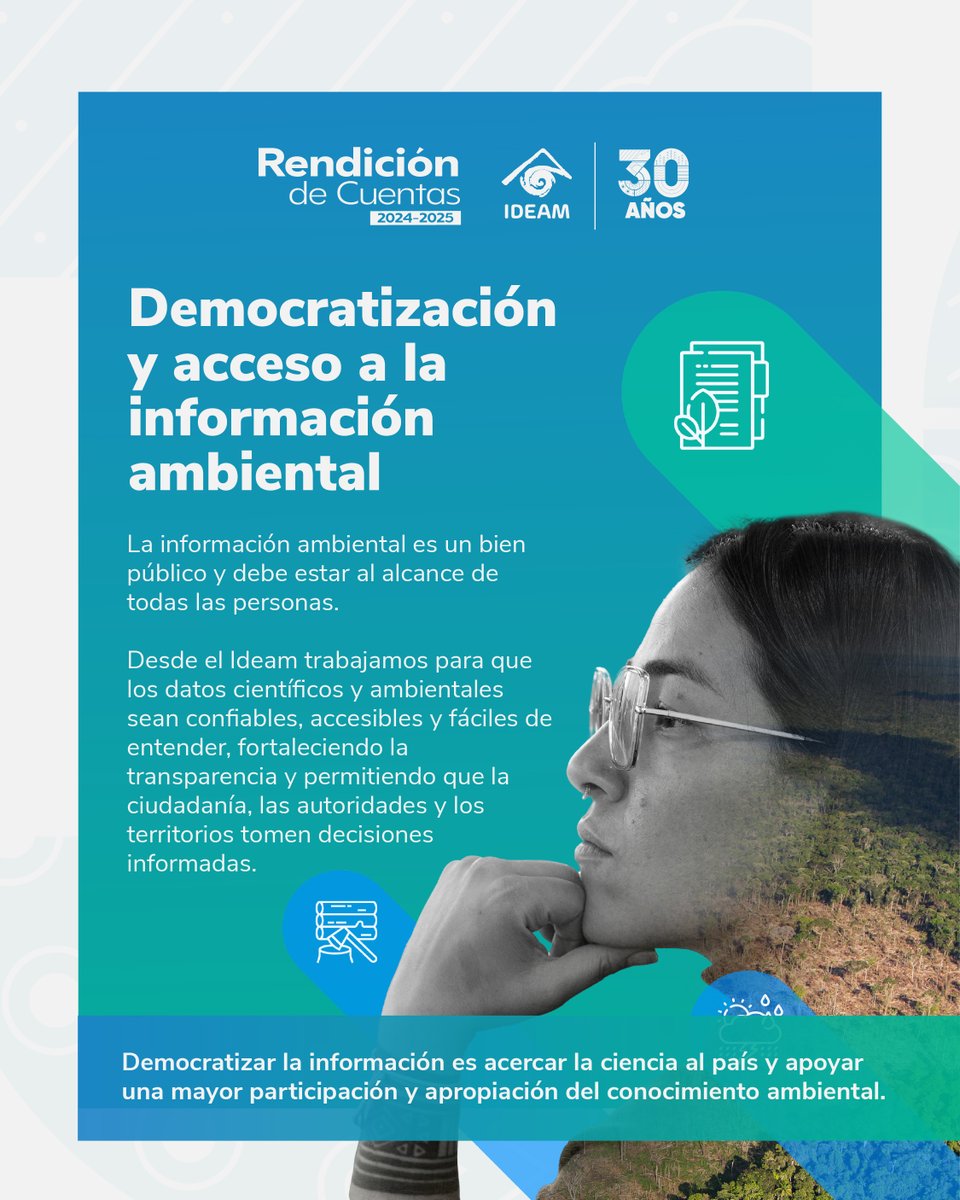 IDEAMColombia's tweet photo. La información ambiental es un bien público. Desde el #Ideam facilitamos el acceso a datos abiertos y plataformas como #DHIME y #FEWS para que la ciudadanía tome decisiones informadas sobre clima, agua y territorio.
💬 ¿Qué información ambiental te gustaría consultar más? https://t.co/gCJCnmuWpr