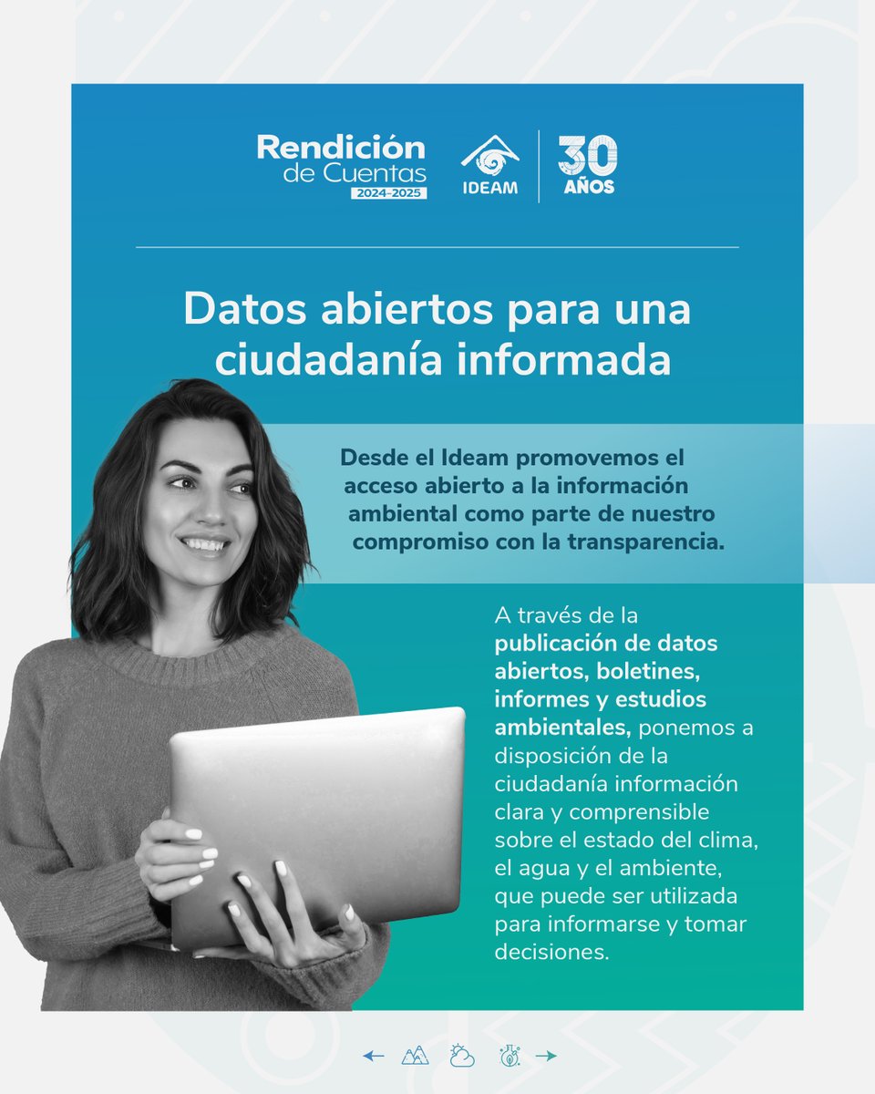 IDEAMColombia's tweet photo. La información ambiental es un bien público. Desde el #Ideam facilitamos el acceso a datos abiertos y plataformas como #DHIME y #FEWS para que la ciudadanía tome decisiones informadas sobre clima, agua y territorio.
💬 ¿Qué información ambiental te gustaría consultar más? https://t.co/gCJCnmuWpr