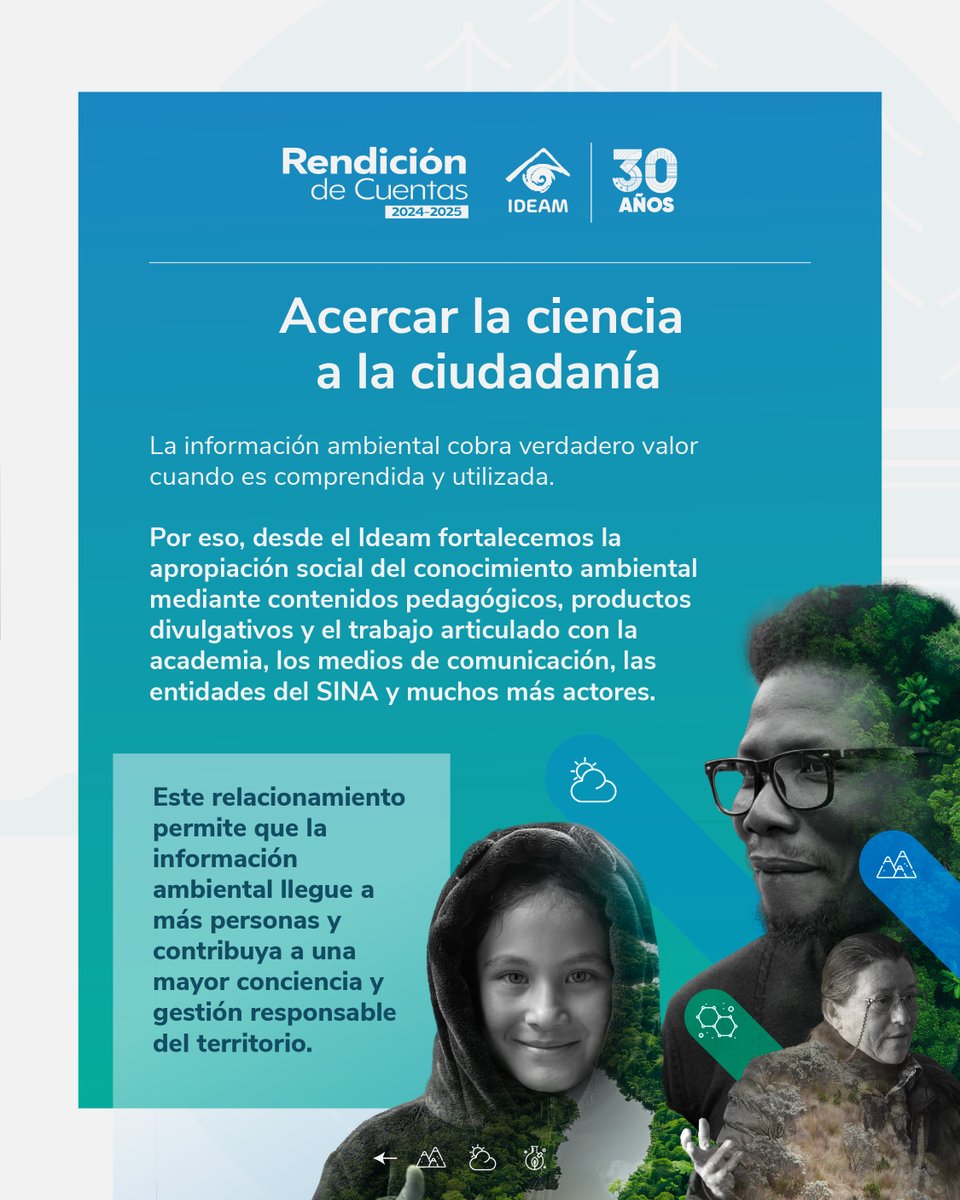 IDEAMColombia's tweet photo. La información ambiental es un bien público. Desde el #Ideam facilitamos el acceso a datos abiertos y plataformas como #DHIME y #FEWS para que la ciudadanía tome decisiones informadas sobre clima, agua y territorio.
💬 ¿Qué información ambiental te gustaría consultar más? https://t.co/gCJCnmuWpr